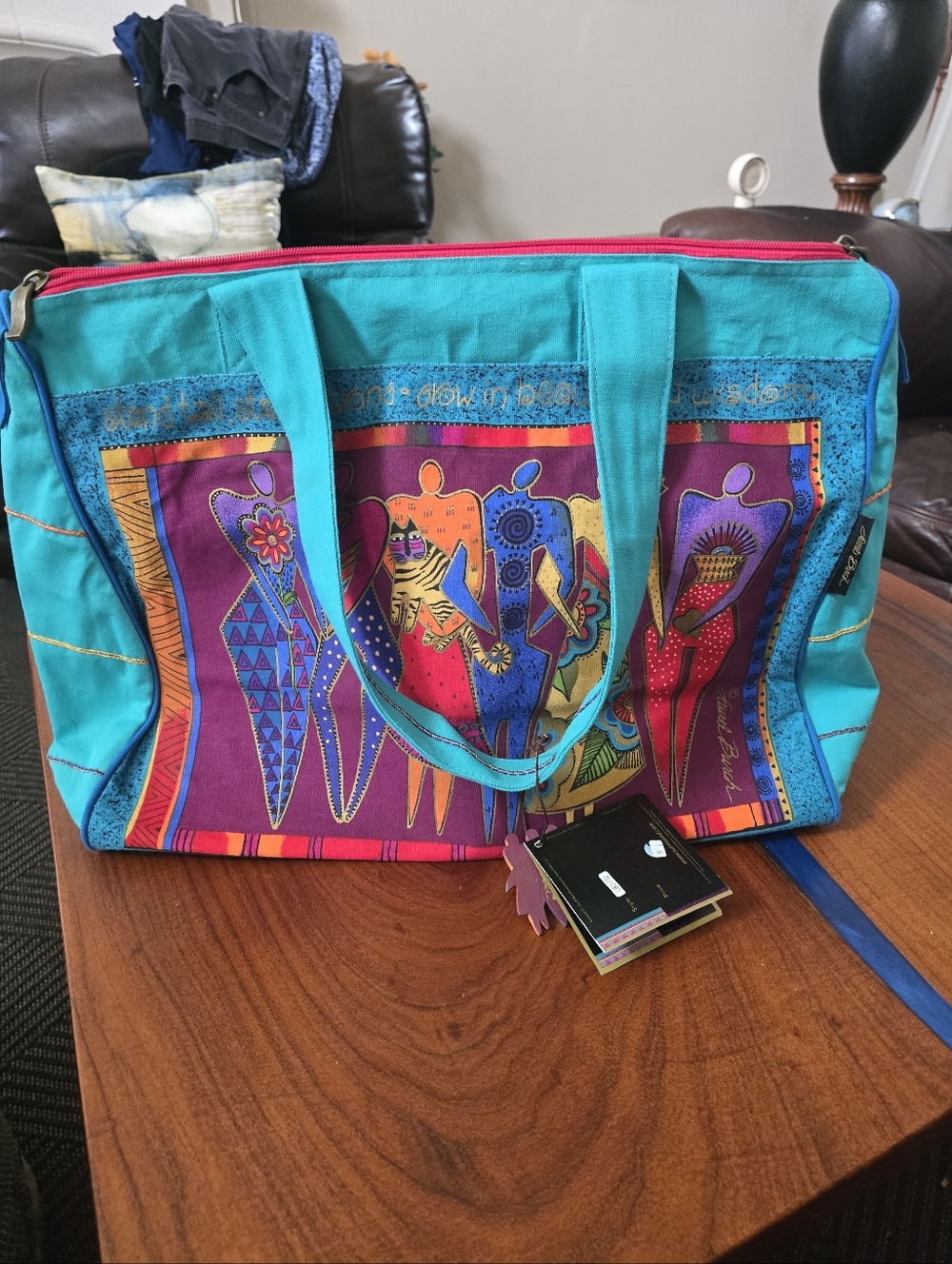 Laurel BurchTurquoise & Magenta Patterned Canvas Tote Bag - Vibrant Women's  Bag